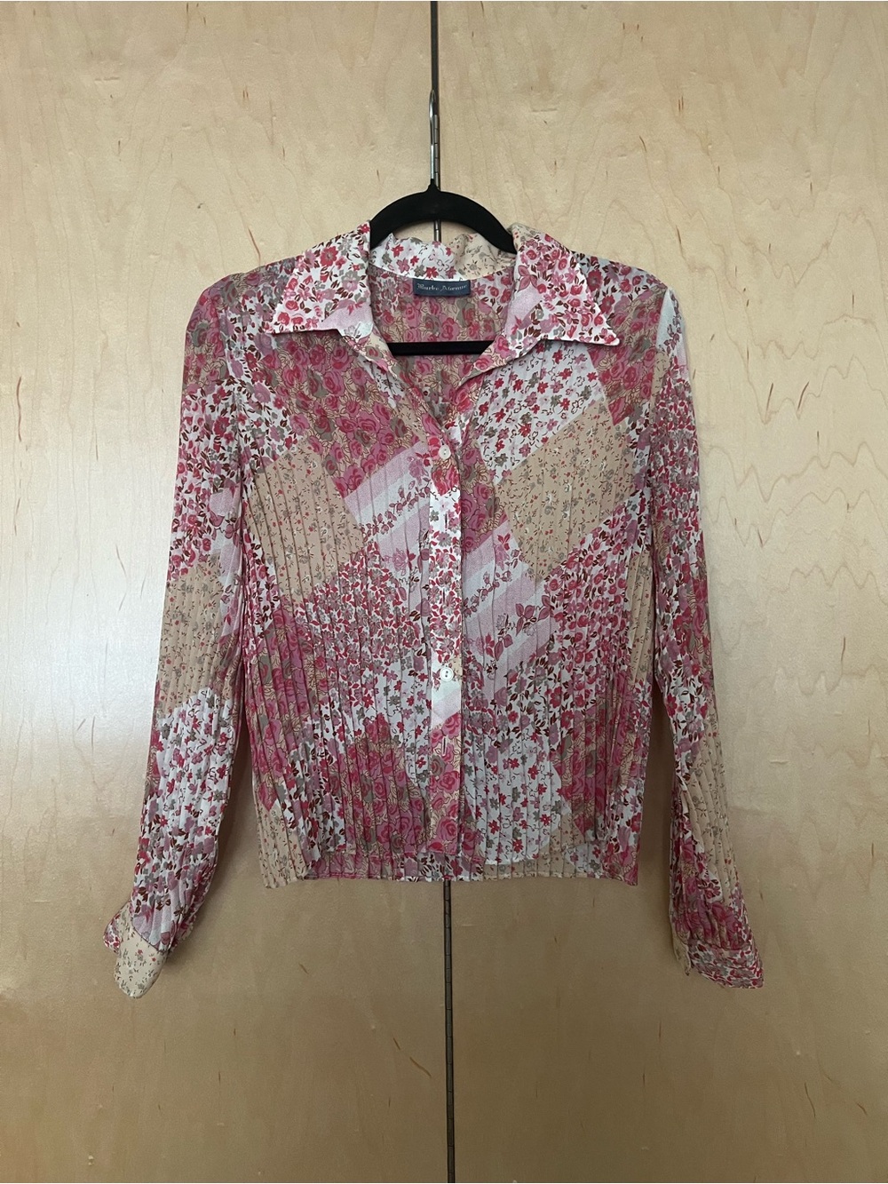 Floral Patchwork Button-Down Blouse - Pink